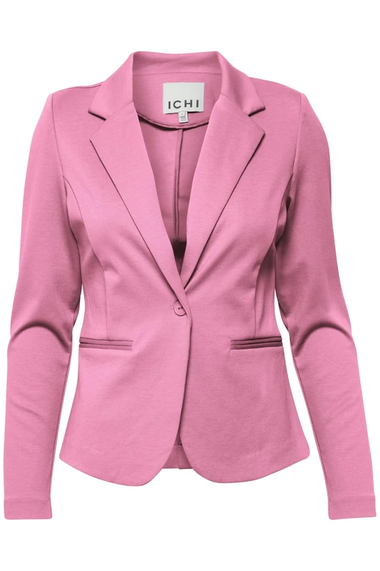 ICHI IHKATE BL Women's Blazer Short Blazer Jacket One Button Blazer with Stretch and Lapel Collar, Super Pink (172625), L