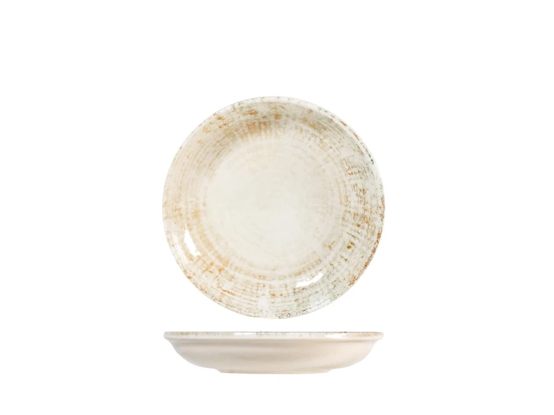 H&H Eris Set of 6 Porcelain Soup Plates, 21 cm, Modern Design, Elegant for Serving Dishes, Beige
