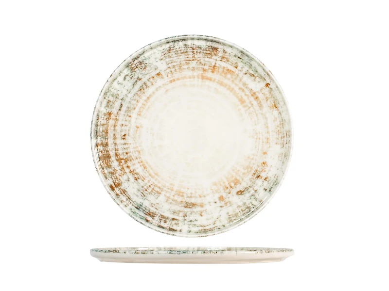 H&H Eris Set of 6 Dinner Plates with Porcelain Border, 28 cm, Modern Design, Elegant for Serving Dishes, Beige - Image 1