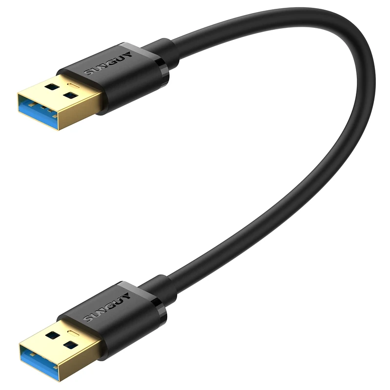 SUNGUY USB to USB Cable 1FT Short, USB 3.0 Type A Male to Type A Male Cable Data Transfer up to 5Gbps Compatible with Printers, Modems, Hard Drives, Monitor, Camera, Wacom, DVD, Hub