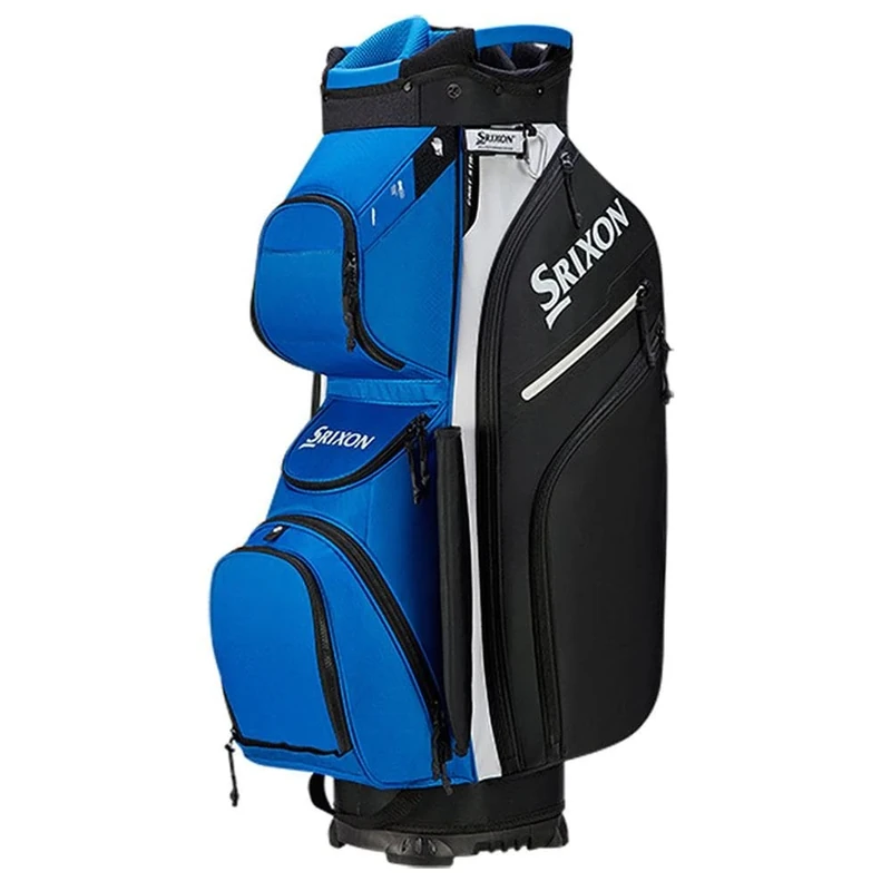 Srixon-Premium Cart Golf Bag-14 Club Divider-11 Zipper Pockets including a Velour-lined Valuable an Insulated Coller Pocket-Score Card,Pen Divot Holders-Lock Bottom Base,Blue/Black,UNIQ SIZE