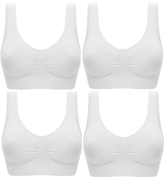 Marielle 4 Pack Comfort Bras Double Layer Material Ultimate Women Seamless Bralettes Sizes S-5XL