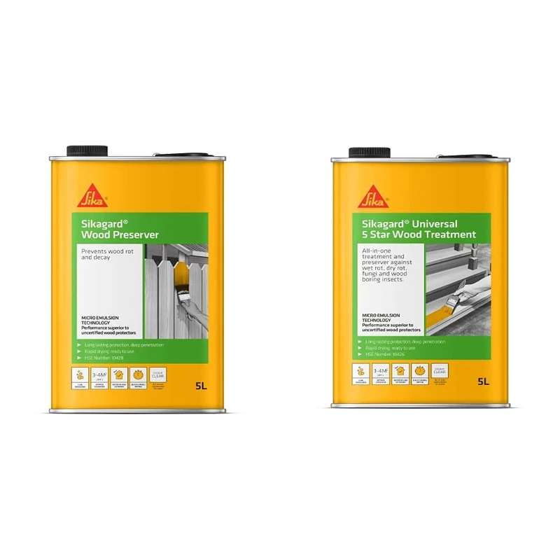 Sika Sikagard Clear, 5 Litre Universal Wood Treatment - Protects Against Rot, Decay, Fungi and Boring Insects