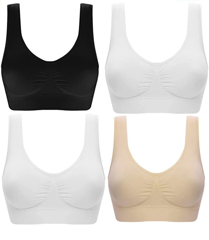 Marielle 4 Pack Comfort Bras Double Layer Material Ultimate Women Seamless Bralettes Sizes S-5XL - Image 1