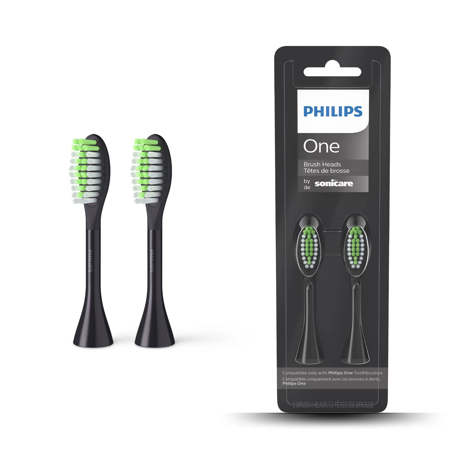 Philips One Electric Toothbrush Brush Head - Pack of 2 (Model BH1022/06), Grey