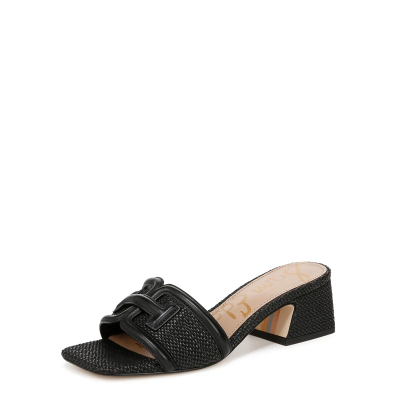 Sam Edelman Women's Waylon Heeled Slide Sandals, Black Basketweave, Medium Fit, UK 5