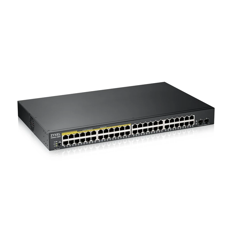 Zyxel 48-Port Gigabit PoE Switch | Smart-Managed | Rackmount | 48x PoE+ Ports with 170 Watt Budget and 2x SFP Ports | VLAN, IGMP, QoS [GS1900-48HP]