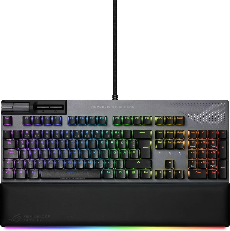 ASUS ROG Strix Flare II Animate Mechanical Gaming Keyboard (Interchangeable ROG NX Switches, PBT Doubleshot Keycaps, LED Display, 8000 Hz, Aura Sync RGB Lighting, DE QWERTZ Layout) Black