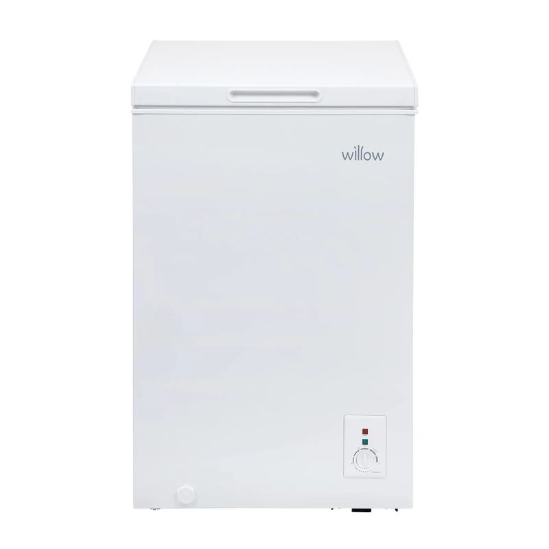 Willow W99CFW Freestanding 99L Chest Freezer with Removable Storage Basket, Suitable for Outbuildings and Garages, 4* Freezer Rating - White