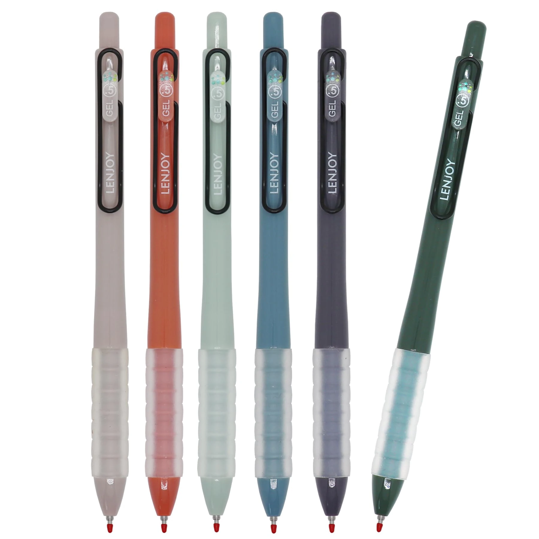 HeTaoCat Retractable Gel Pens, 0.5mm Fine Point, Quick Drying, Writing Drawing, Black ink gel pens, Box of 6 Pens (6)