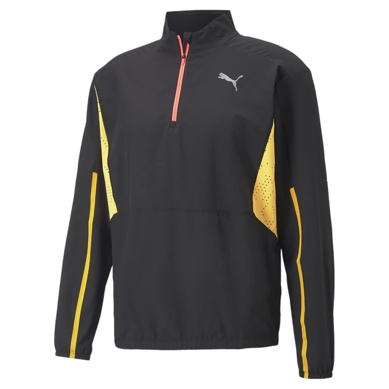 PUMA Mens Run Ultraweave Woven Running Jacket Black-Sun Stream XXL - Image 1