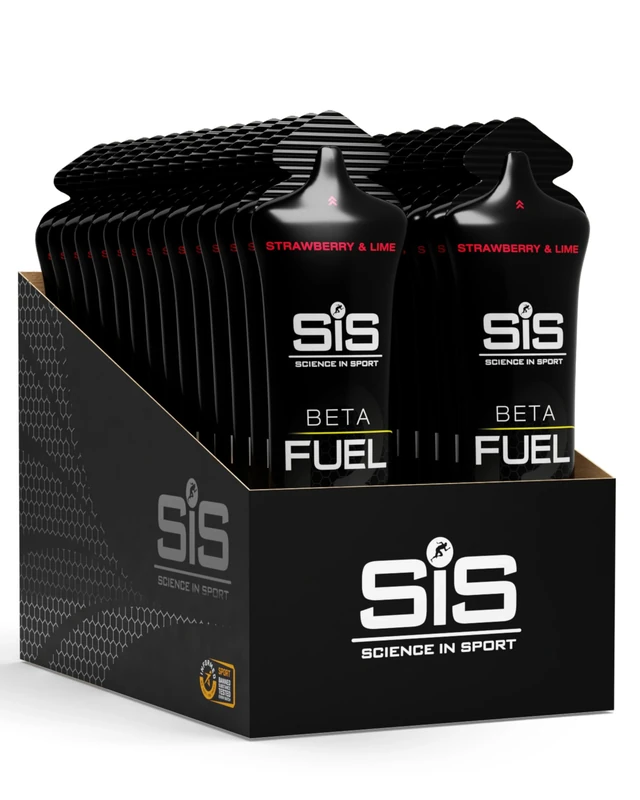 Science in Sport Beta Fuel Gels Dual Source Energy Gel, Strawberry and Lime Flavour, 40 g of Carbs Per Pack, 60 ml Pack (30 Pack) - Image 1