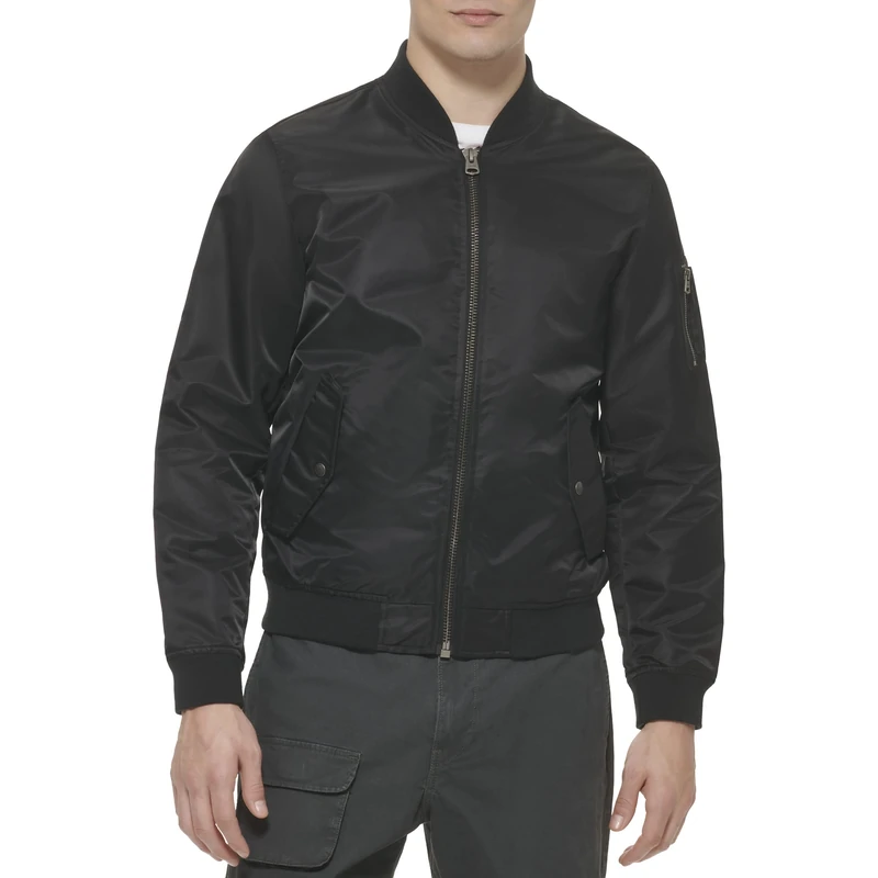 Levi's Men's MA-1 Flight Lightweight Zip-Up Bomber Jacket, Black Ma-1 Unfilled, XS