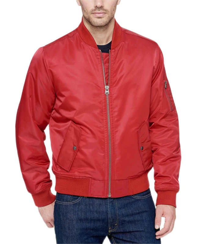 Levi's Men's Ma-1 Flight Lightweight Zip-up Bomber Jacket Varsity, True Red, M