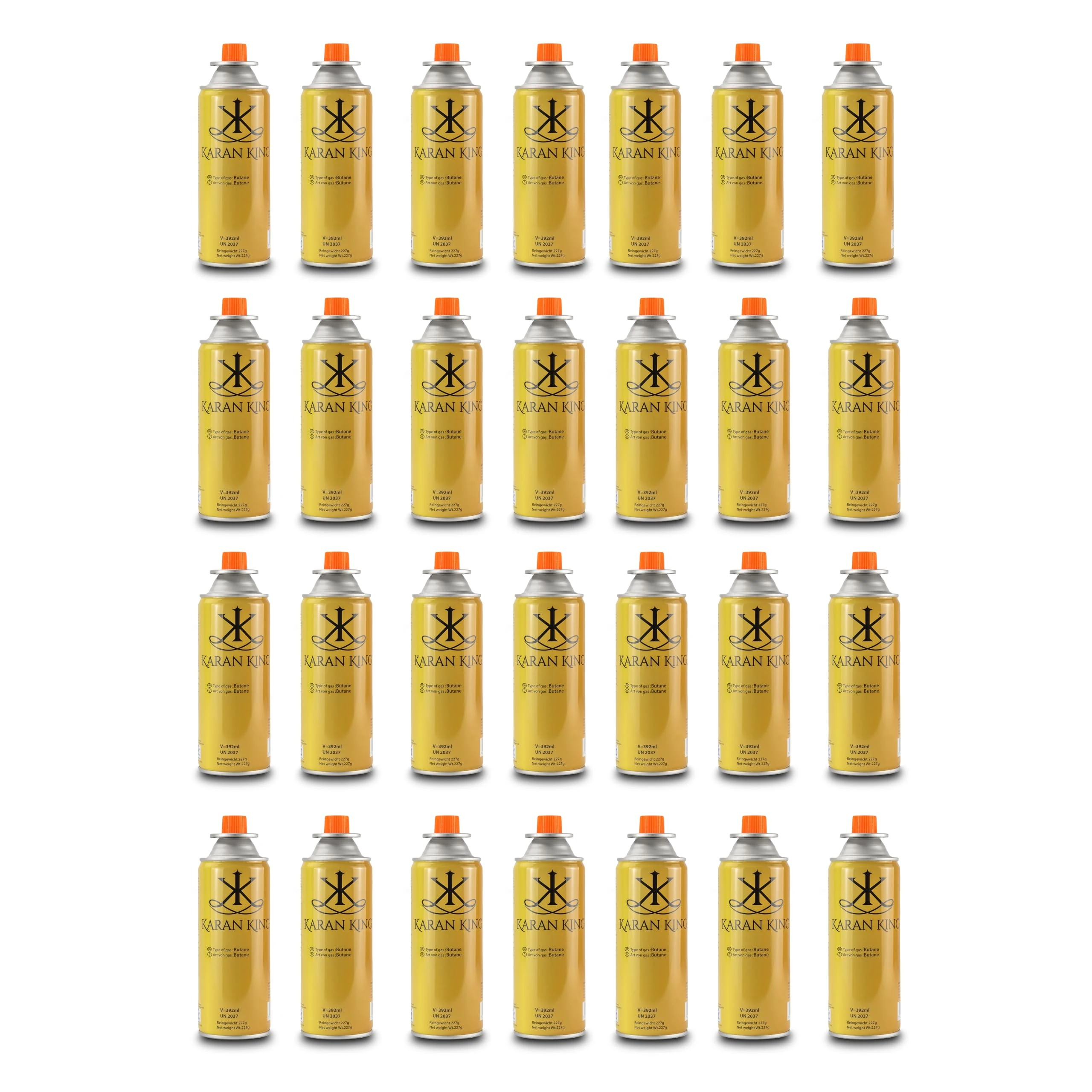 KARAN KING - Butane Gas Bottles Canisters for Camping Heater, Cooker, BBQ (Pack of 28)
