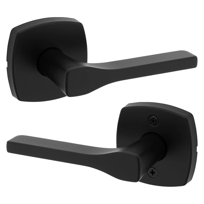 Kwikset Tripoli Passage Hall/Closet Lever with Soft Modern Rose in Matte Black 97200-919