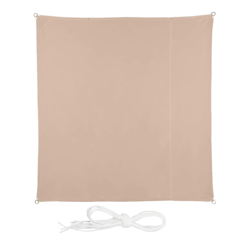 Relaxdays Sun Sail Shade Square, Beige, 3.5 x 3.5 m