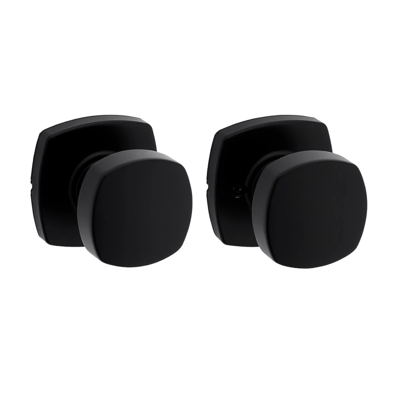 Kwikset Arroyo Knob Interior Passage Door Knob, Handle for Closet and Hallway Doors, Non-Locking Doorknob in Matte Black, with Microban Protection