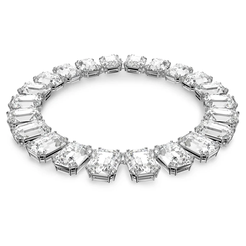 Swarovski Millenia Necklace, Oversized Crystals, Octagon Cut, White, Rhodium Plated