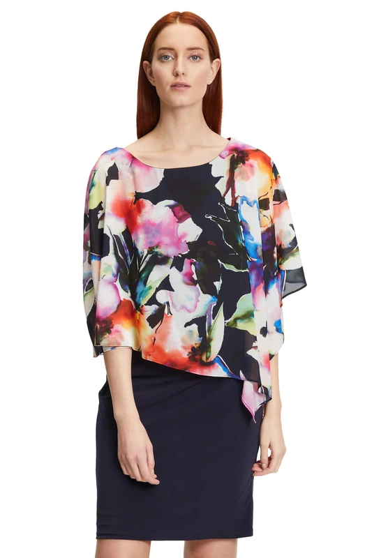 Vera Mont Women's Dress, Dark Blue/Pink, 6