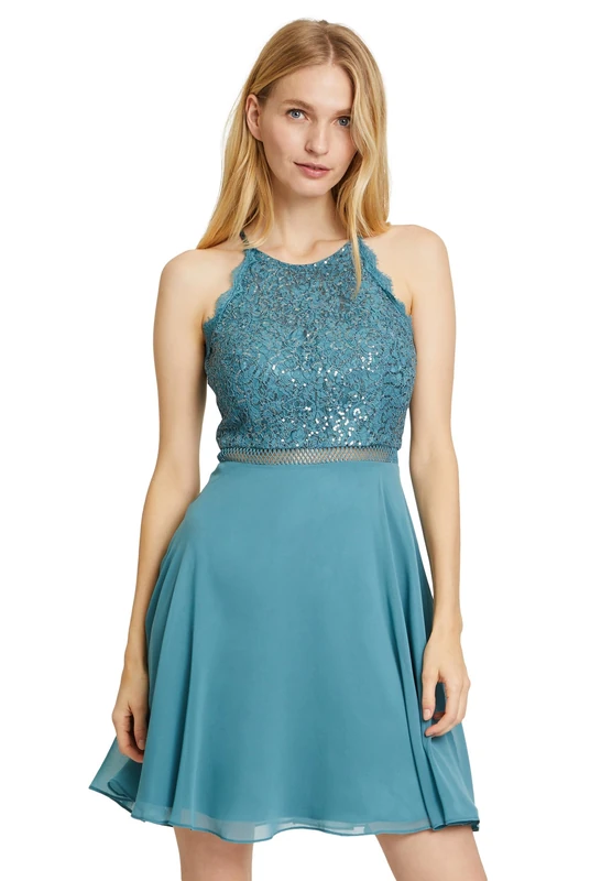 Vera Mont Women's Lace Cocktail Dress, Smoky Teal, 14