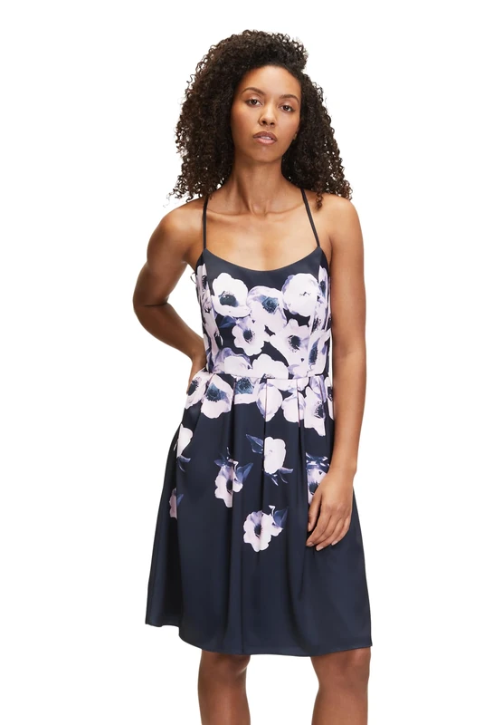 Vera Mont Vera Mont Women's 0259/4108 Dress, Dark Blue-Rose, 40, Dark blue-rose.
