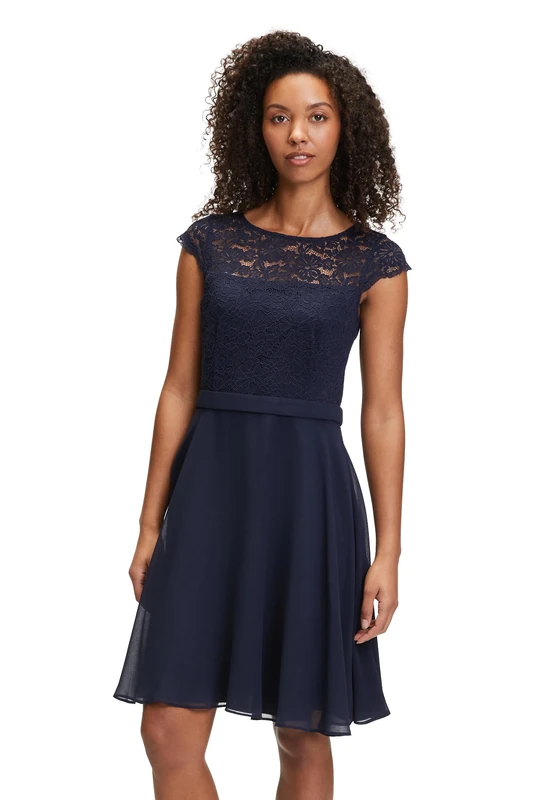 Vera Mont Women's 0255/4825 Dress, Blue, UK 4