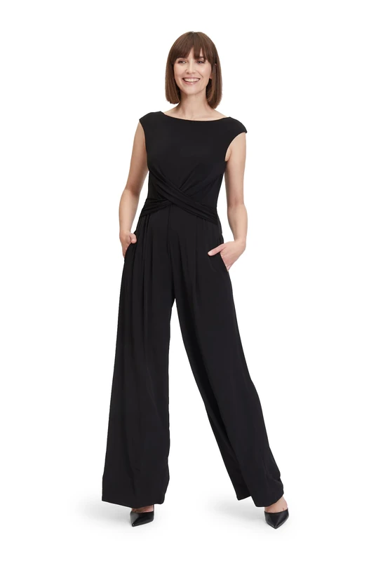 Vera Mont Women's Ruched Jumpsuit, black, 44
