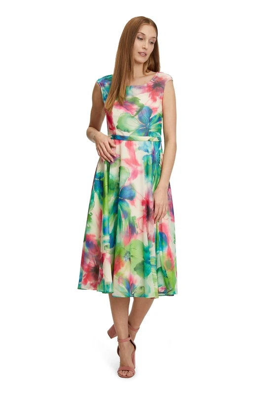 Vera Mont Vera Mont Women's 4362/4082 Dress, Dark Green/Pink, 14