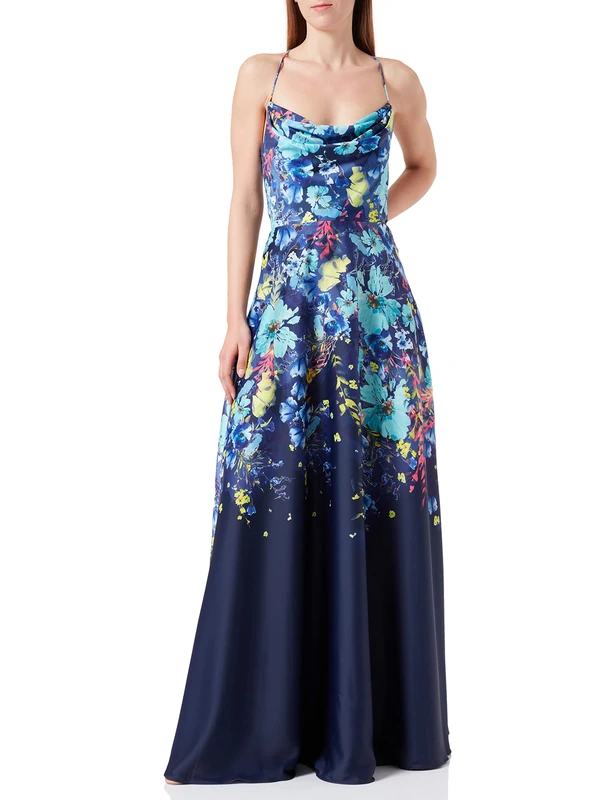 Vera Mont Women's 8418/4024 Cocktail Dress - Dark Blue/Mint