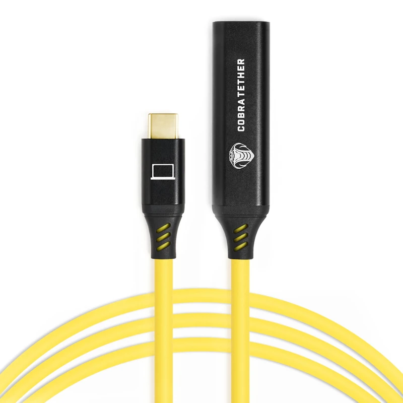 CobraTether USB-C to USB-C Female Cable, Extension, 10 m, Yellow