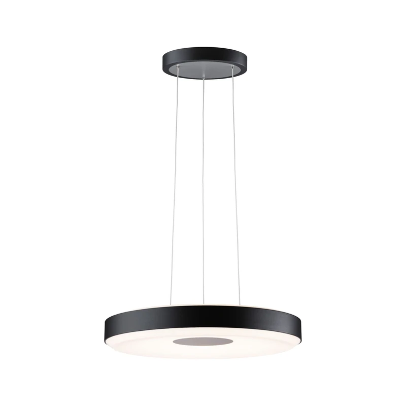 Paulmann 79779 LED Pendant Light Smart Home Zigbee Puric Pane 400 mm 1,200 lm / 700 lm 11/7 W Height Adjustable Dimmable Black Grey Plastic Metal 2700 K