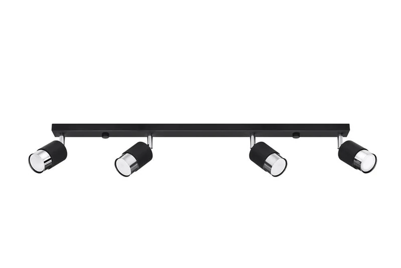 SOLLUX lighting Nero Bar Spotlight Ceiling, Black/Chrome, 4 x GU10