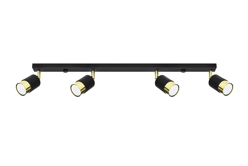 SOLLUX lighting Nero Barra Ceiling Spotlight, Black/Gold, 4 x GU10