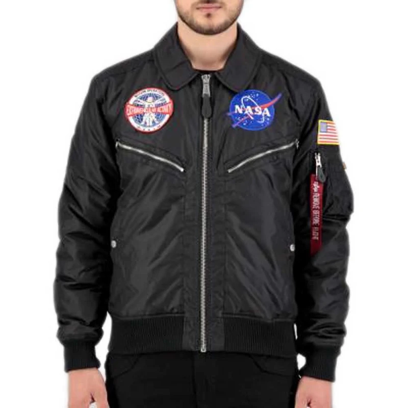 Alpha Industries Men's Spacewalk Bomber Jacket, Black, L