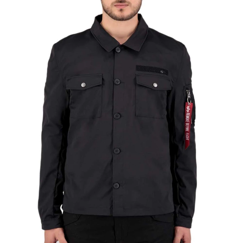 Alpha Industries Alpha Overshirt for Men Shirt, Black, L