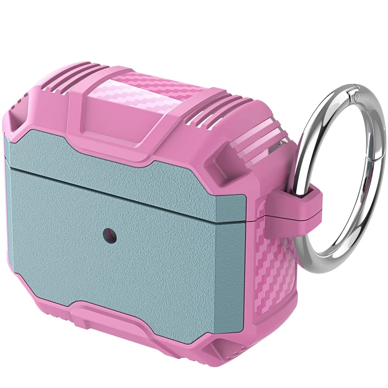 Case Compatible with AirPod 3rd Generation, Airpods Case Cover Protective, Sturdy Cover with Key Ring, LED Front Visible, Pink+Mint - Image 1