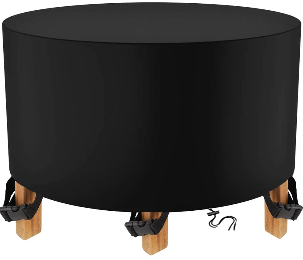 DKHLYB Round Garden Furniture Covers Ø 185x90cm Round Garden Table Covers 600D Waterproof Windproof Weatherproof & Anti-UV Outdoor Patio Circular Table Cover