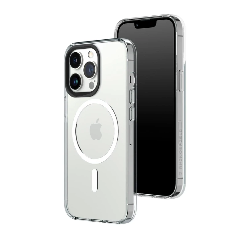 RHINOSHIELD Clear Case Compatible with Magsafe for [iPhone 13 Pro] | Superior magnetic, Advanced Yellowing Resistance, Crystal Clear, Protective and Customizable Clear Phone Case -Black Camera Rim