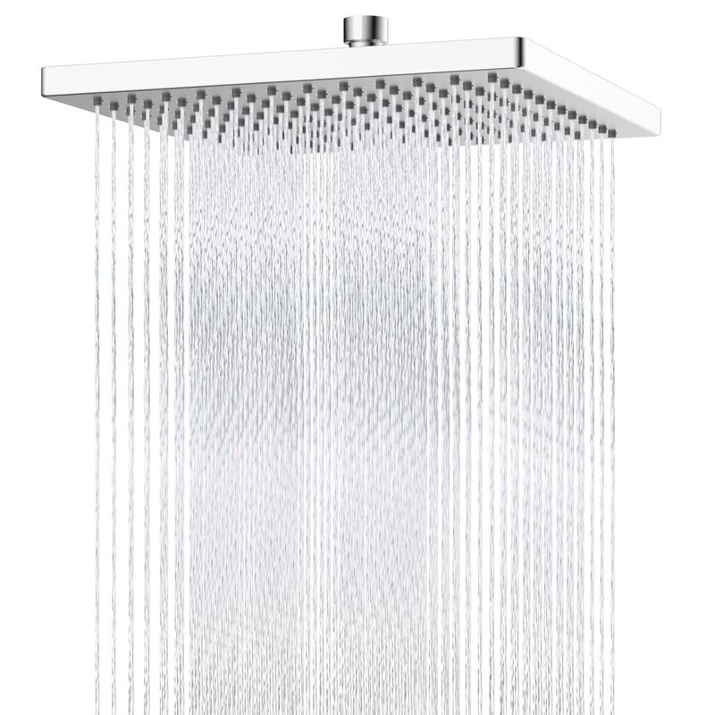 Hibbent Thickness Metal Rain Shower Head, 12 Inch High Pressure Shower Heads, Square Large Bathroom Rainfall Shower Head with Adjustable Brass Ball Joint, Waterfall Full Body Coverage, Chrome