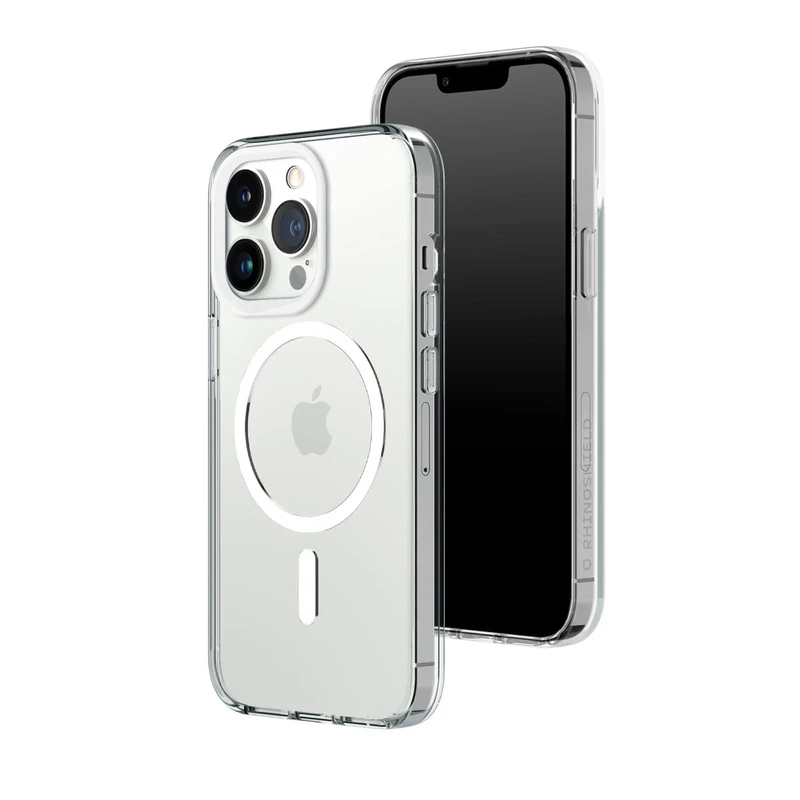 RHINOSHIELD Clear Case Compatible with Magsafe for [iPhone 13 Pro] | Superior magnetic, Advanced Yellowing Resistance, Crystal Clear, Protective and Customizable Clear Phone Case -White Camera Rim