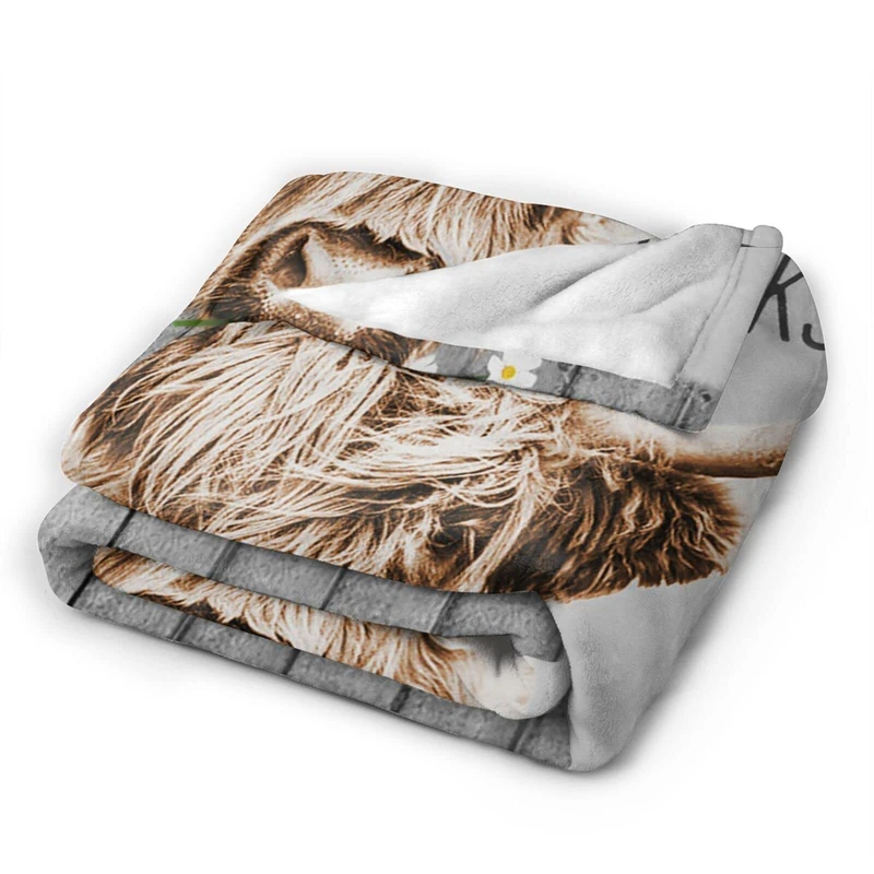 Beynepe Highland Cow Blanket Cute Farmhouse Cow Print Plush Throw Blankets Soft Cozy Fleece Warm Farm Animal Bedding Blanket Gifts for Girls Kids Couch Travel 60''X80''