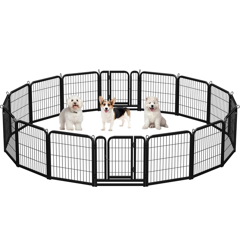 Yaheetech Lightweight Dog Playpen, 16 Panel 60cm Dog Fence Pet Exercise Pen Portable Puppy Play Pen Suitable for RV/Camping