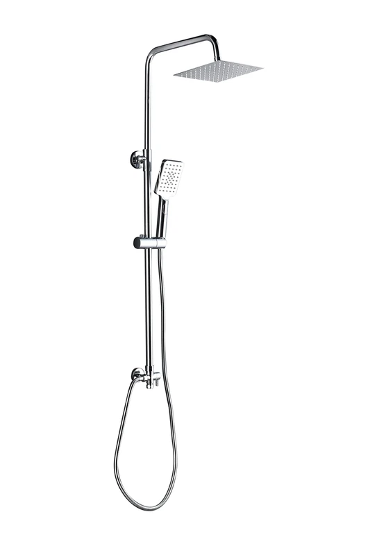 Marwell Bayala Square Shower System with Rain Shower 20 x 20 cm Shower Set with Adjustable Handrail Hand Shower with 3 Jet Types