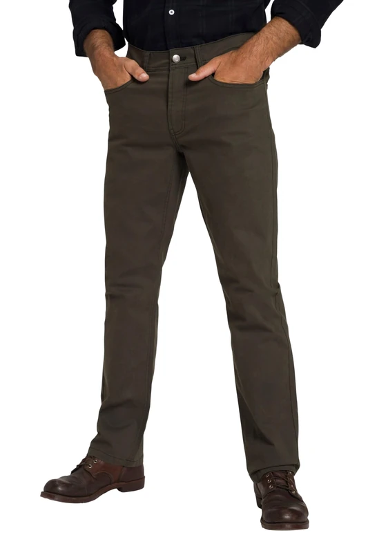 JP 1880 Men's Large Sizes Plus Sizes Menswear L-8XL Twill Trousers, Belly Fit, 5-Pocket, Regular Fit 809749, Dark Olive, 52W x 34L