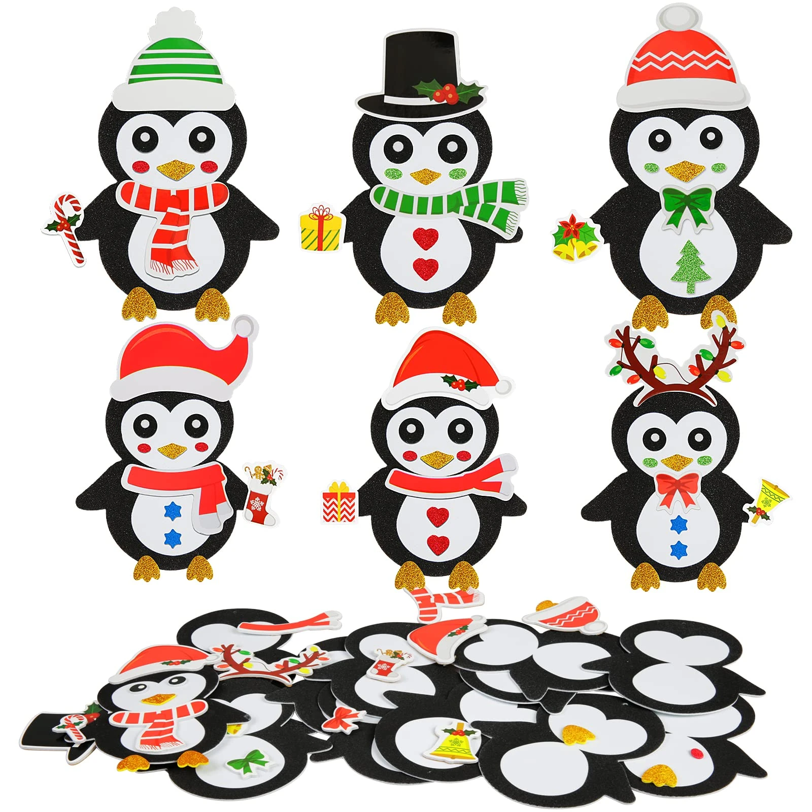 LAMEK 12 Pack Penguin Craft Kits for Kids DIY Christmas Arts Crafts Creative Activities Set for Children Make Your Own Christmas Decoration Party Supply