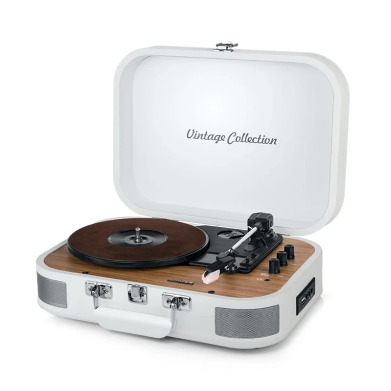 MUSE MT-201 WW 325945 Turntable with Bluetooth, Built-in Stereo Speaker and USB (AC Output, AUX Input, Headphone Jack) White
