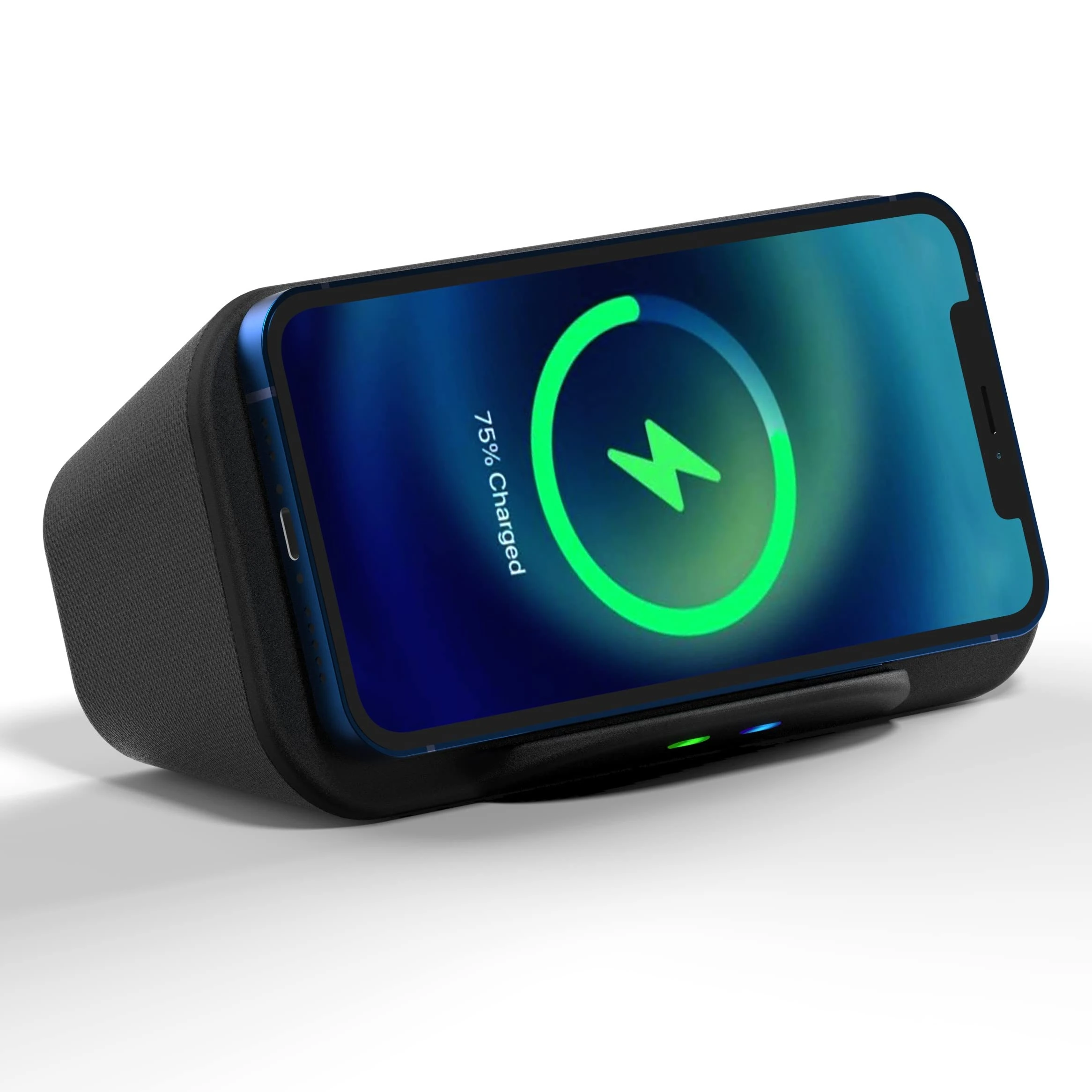 i-Box Wireless Charger, Portable Bluetooth Speaker, 10W Fast Qi Wireless Charger, iphone and Android Phone Stand, 6W Stereo Speakers, Large 5,000mAh Battery for up to 18 Hours Playback