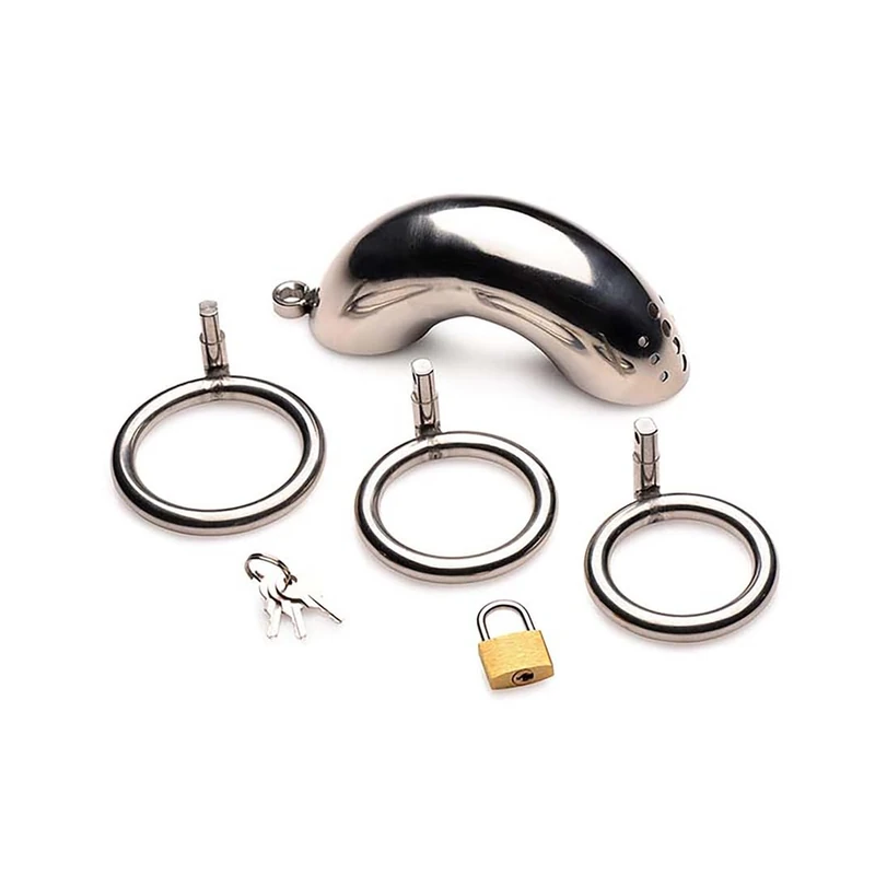 Master Series Forged Captop Locking Stainless Steel Chasity Cage - Steel