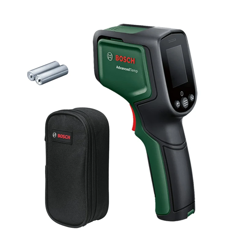 Bosch AdvancedTemp Infrared Thermometer (-30°C to +500°C, with Integrated Mold and Thermal Bridge Detection and LED Display for Easy Interpretation, housing Made of Recycled Materials)